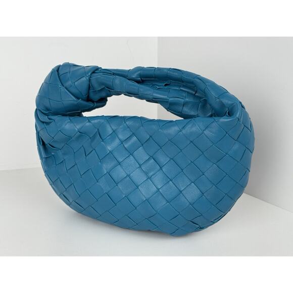 Bottega Veneta Jodie Mini Knotted Intrecciato Leather Bag in Blue - Picture 1 of 14